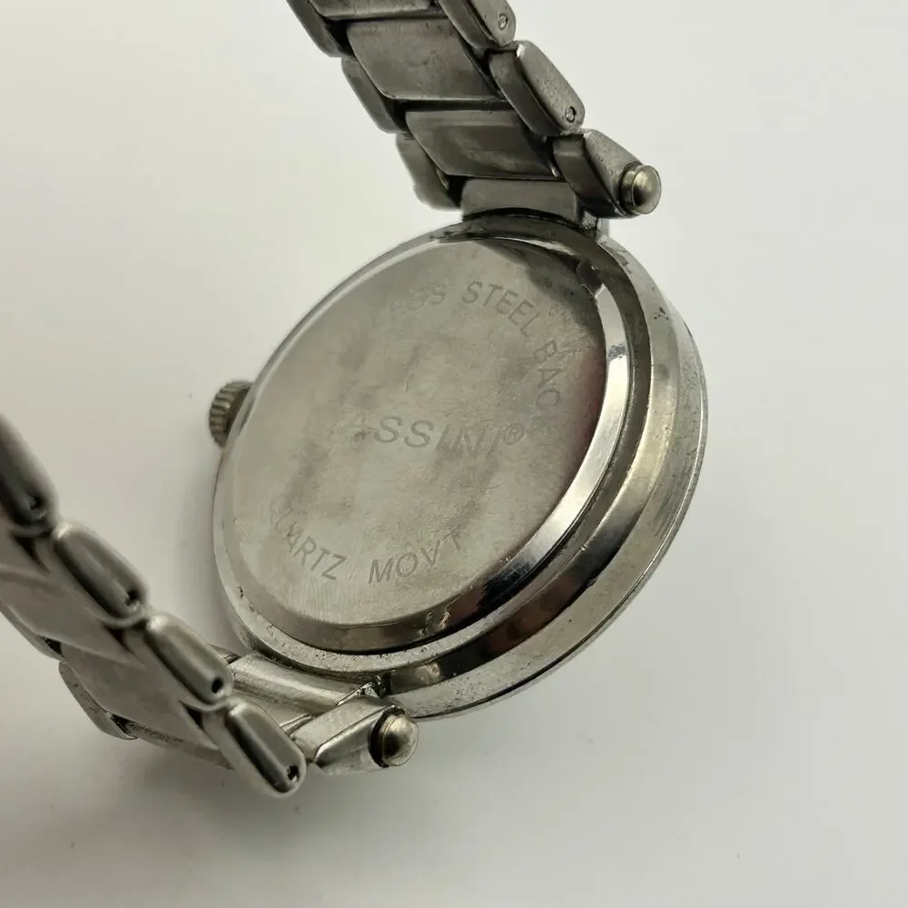 Massini Silver-tone Crystal Bezel Quartz Watch Working New Battery